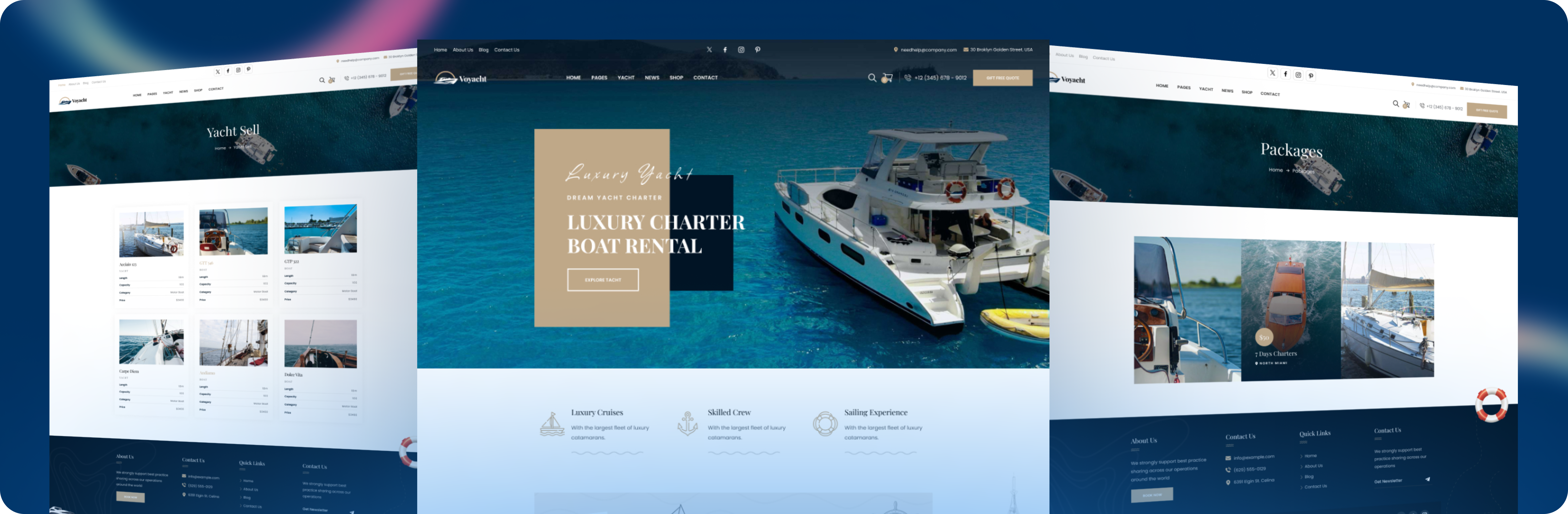 Custom-built yacht and boat rental website showcasing luxury charter options, featuring a sleek design and mobile-responsive layout, optimized for lead generation and bookings.