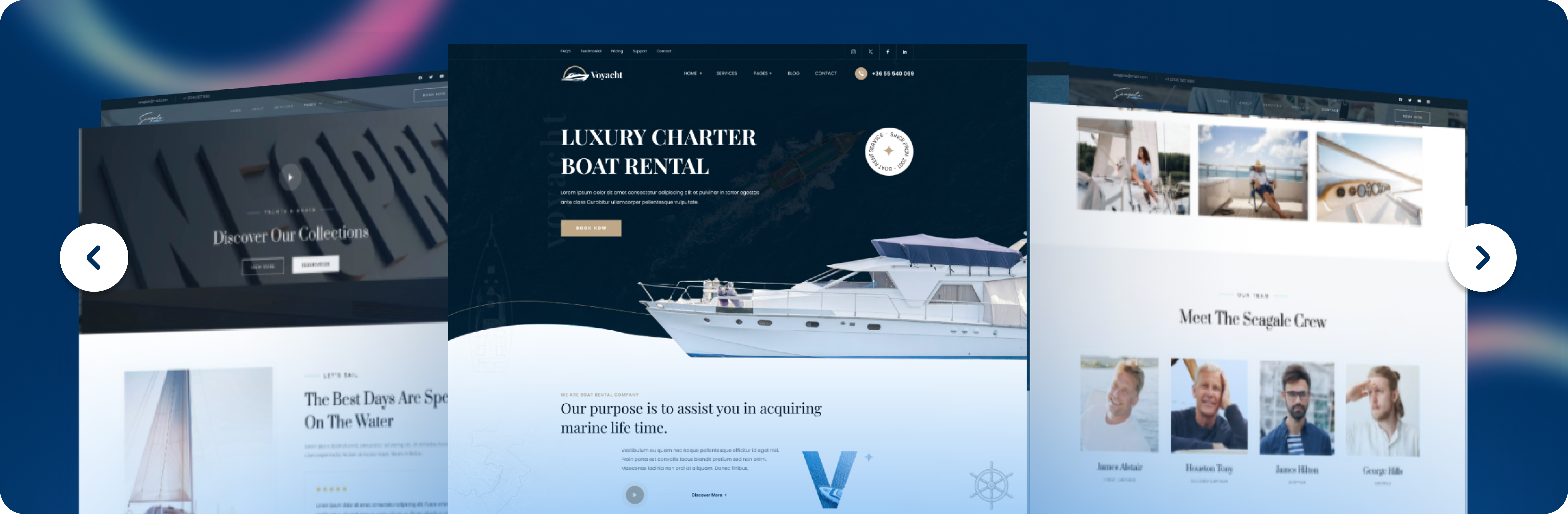 Custom-built yacht rental website showcasing luxury charter services, featuring engaging visuals and clear call-to-action for bookings.
