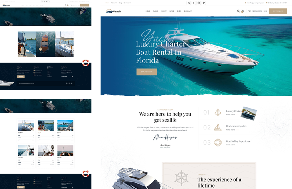 the anatomy of a website built specifically for marine leisure businesses, frame
