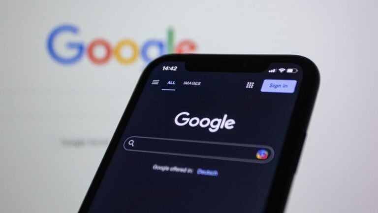 Smartphone displaying Google search interface, emphasizing digital marketing strategies for yacht rental and boat charter businesses.